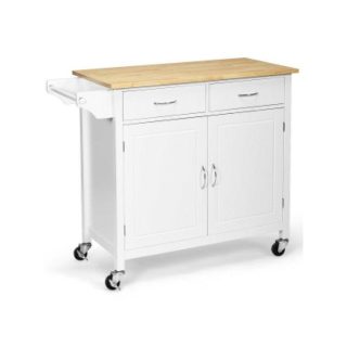 Kitchen Islands & Carts | Modern Rolling Kitchen Cart Island with Wood Counter Top White Kitchen & Dining Kitchen Islands & Carts