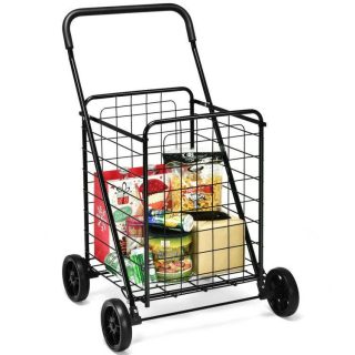 Kitchen Tools | Portable Folding Shopping Cart Utility for Grocery Laundry Black Kitchen Black