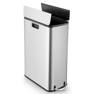 Kitchen Utensils | 12 Gal Stainless Steel Trash Can with Soft-Closing Wing Lids Silver Kitchen Kitchen Utensils