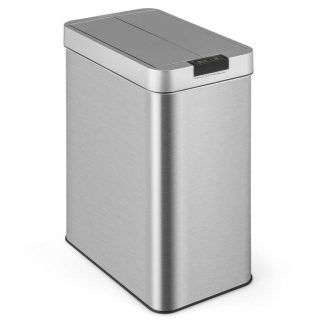 Kitchen Utensils | 13.2 Gal Slim Kitchen Trash Can with Wing Lids and Stainless Steel Frame Silver Kitchen Kitchen Utensils