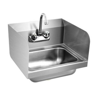 Kitchen Utensils | Stainless Steel Sink Wall Mount Hand Washing Sink with Faucet and Side Splash Silver Kitchen Kitchen Utensils