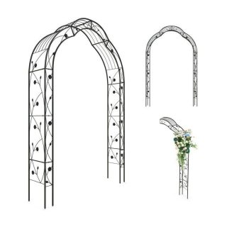 Outdoor Decor | Garden Arch Arbor Trellis for Climbing Plants Roses Vines Black Decorative Accessories Black