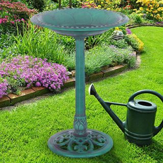 Outdoor Decor | Outdoor Garden Green Pedestal Bird Bath Feeder Green Decorative Accessories Green