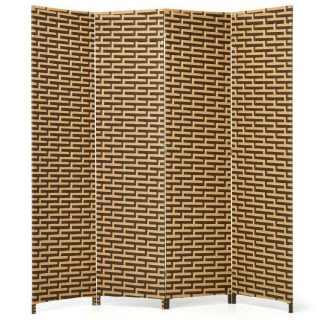 Room Dividers | 4 Panel Folding Privacy Partition Room Divider with Rustproof Hinge Yellow Decorative Accessories Room Dividers