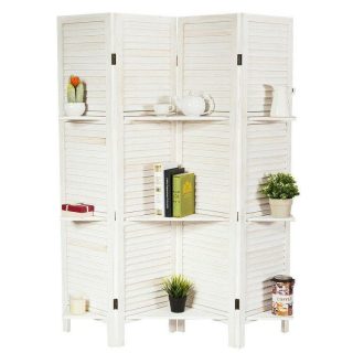 Room Dividers | 4 Panel Freestanding Folding Hinged Room Divider White Decorative Accessories Room Dividers