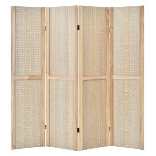 Room Dividers | 4-Panel Pegboard Display 5 Feet Tall Folding Privacy Screen Natural Decorative Accessories Natural