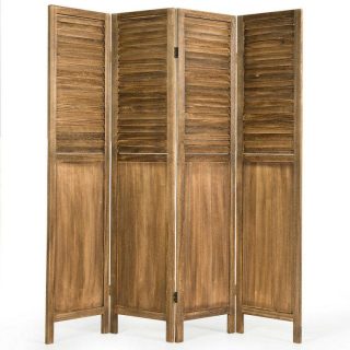 Room Dividers | 5.6 Feet Tall 4 Panel Folding Privacy Room Divider Natural Decorative Accessories Natural