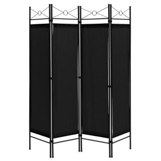 Room Dividers | 6 Feet 4-Panel Folding Freestanding Room Divider Black Decorative Accessories Black