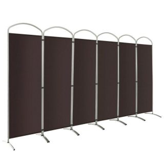 Room Dividers | 6 Feet 6-Panels Freestanding Folding Privacy Screen Brown Decorative Accessories Brown