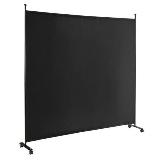 Room Dividers | 6 Feet Single Panel Rolling Room Divider with Smooth Wheels Black Decorative Accessories Black