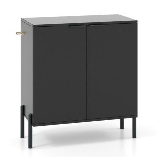 Sideboards, Cabinets & Buffets | 2-Door Buffet Cabinet Sideboard with Shelf and Metal Legs Black Kitchen & Dining Black