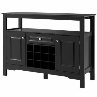 Sideboards, Cabinets & Buffets | Elegant Classical Multifunctional Wooden Wine Cabinet Table Black Kitchen & Dining Black