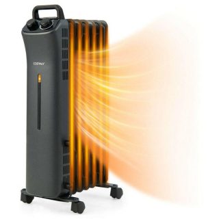 Space Heaters | 1500W Oil Filled Space Heater with 3-Level Heat Black Climate Control Appliances Black