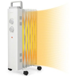 Space Heaters | 1500W Oil Filled Space Heater with Universal Wheels and 3-Level Heat White Climate Control Appliances Climate Control Appliances