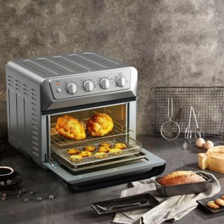 Toaster Ovens | 21.5 Quart 1800W Air Fryer Toaster Countertop Convection Oven with Recipe Silver Kitchen Appliances Silver