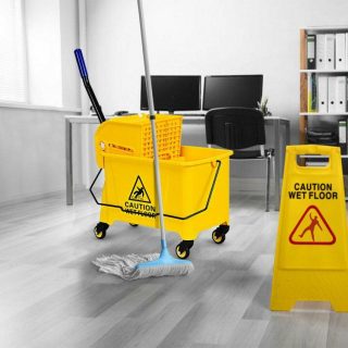 Vacuums & Cleaners | 21 Quart Mop Bucket Side Press Wringer on Wheels With Panel Yellow, Black Appliances Vacuums & Cleaners