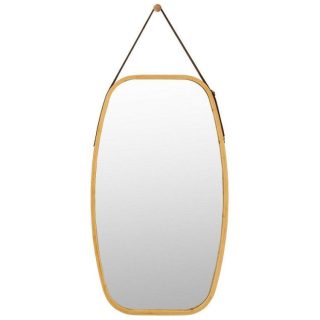 Wall Mirrors | 30 Inch Modern Rectangle Wall Hanging Framed Mirror Natural Bamboo Mirrors Natural Bamboo