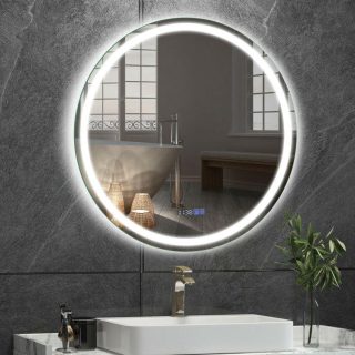 Wall Mirrors | 32 Inch Anti-Fog Bathroom Wall Mirror with 3-Color LED Lights Silver Mirrors Silver