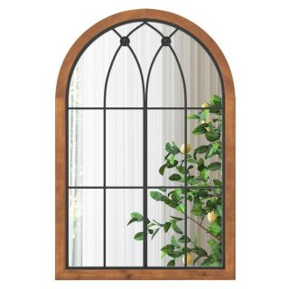 Wall Mirrors | Arched Window Finished Mirror with Back Board Natural Mirrors Natural