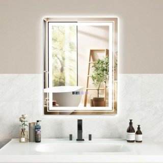 Wall Mirrors | Defogging LED Bathroom Mirror with Memory Function and Anti-Fog Silver, White Mirrors Silver, White