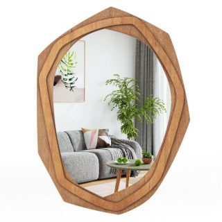 Wall Mirrors | Large Water Proof Irregular Framed Decoration Wall Mirror with Expansion Screws Natural Mirrors Natural