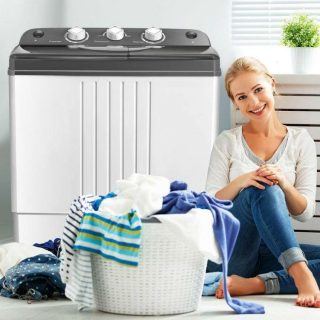 Washing Machines | 20 lbs Portable Semi-Automatic Twin-tub Washing Machine Gray And White Food Warmers & Burners Gray And White