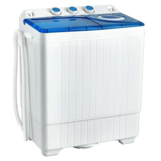 Washing Machines | 26 lbs Semi-Automatic Twin Tub Washing Machine with Drain Pump Blue Food Warmers & Burners Blue