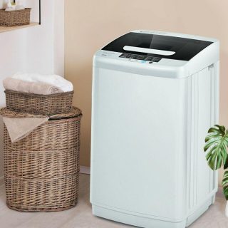 Washing Machines | 8.8 lbs Portable Full-Automatic Laundry Washing Machine with Drain Pump Grey Food Warmers & Burners Grey