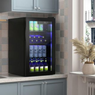 Wine & Beverage Coolers | 120 Can Beverage Mini Refrigerator with Glass Door Kitchen Appliances Wine & Beverage Coolers