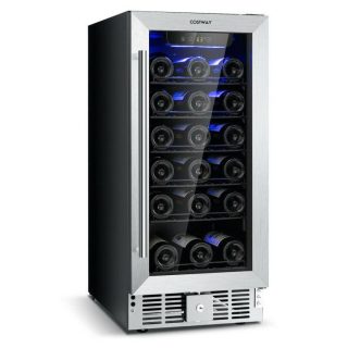 Wine & Beverage Coolers | 15 Inch 30-Bottle Wine Cooler with Temperature Memory Black Kitchen Appliances Black