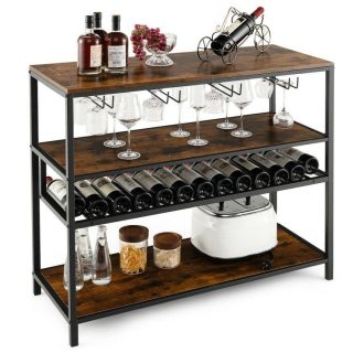 Wine Racks | Wine Rack Table With 4 Rows of Glass Holders Kitchen Organization Wine Racks