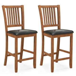 Bar Stools | 2-Piece Bar Chair Set Counter Height Bar Stool with Backrest Walnut Bar Stools Bar Stools