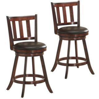 Bar Stools | 2 Pieces 360 Degree Swivel Wooden Counter Height Bar Stool Set with Cushioned Seat Nut-Brown Bar Stools Bar Stools