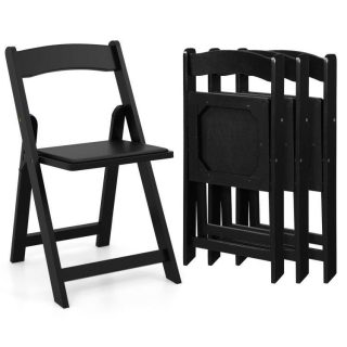 Dining Chairs | Set of 4 Dining Chairs Foldable Kitchen Chair with Rubber Wood Legs and Padded Seat Black Dining Chairs Black