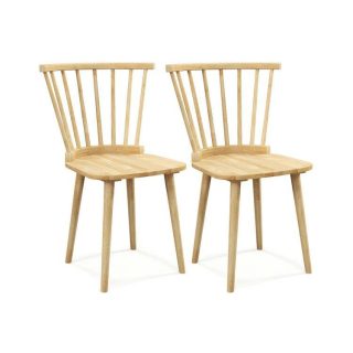 Dining Chairs | Windsor Dining Chairs Set of 2 Rubber Wood Kitchen Chairs with Spindle Back Natural Dining Chairs Dining Chairs