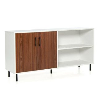 Sideboards, Cabinets & Buffets | Modern Buffet Sideboard with 2 Doors and Open Compartments Walnut Kitchen & Dining Sideboards, Cabinets & Buffets