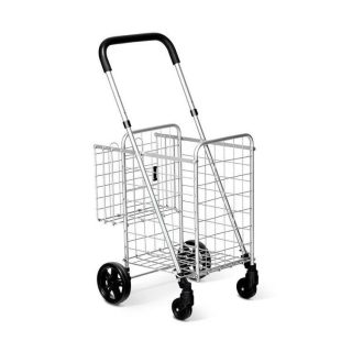 Kitchen Tools | Folding Shopping Basket Rolling Trolley with Adjustable Handle Silver Kitchen Kitchen Tools