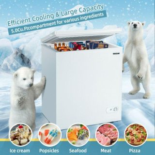 Refrigerators & Freezers | 5 Cu.ft Chest Freezer with 3 Removable Storage Baskets White Kitchen Appliances Refrigerators & Freezers