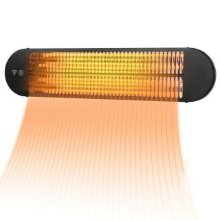 Space Heaters | 750W/1500W Wall Mounted Infrared Heater with Remote Control Black Climate Control Appliances Black