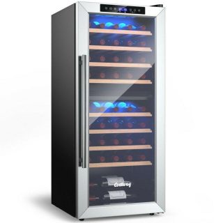 Wine & Beverage Coolers | 43 Bottle Wine Cooler Refrigerator Dual Zone Temperature Control with 8 Shelves Black Kitchen Appliances Black