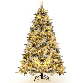 Christmas | Flocked Christmas Tree with 250 Warm White LED Lights and 752 Mixed Branch Tips Christmas Christmas