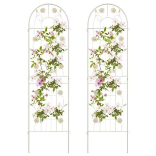 Decorative Fencing & Flooring | 2 Pack 71 x 20 Inches Metal Garden Trellis Rustproof Plant Support for Climbing Plants White