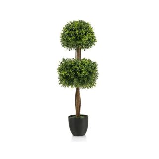 Faux Plants | 40 Inch Artificial Boxwood Topiary Ball Tree for Front Porch Patio Home Green Decorative Accessories Faux Plants