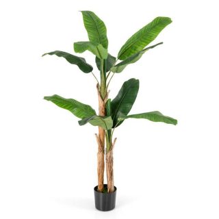 Faux Plants | 5.5/6.5 Feet Tall Artificial Banana Tree with 10/27 Large Leaves Green+Brown+Black Decorative Accessories Faux Plants