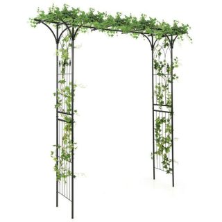 Outdoor Decor | 81 Inch Garden Arbor Metal Archway for Climbing Plants Black Decorative Accessories Black