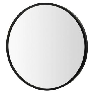 Wall Mirrors | 16-inch Round Wall Mirror with Aluminum Alloy Frame Black Mirrors Black